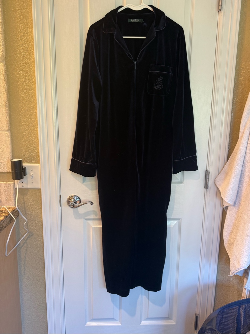 Ralph Lauren Women's Navy Velvet Long Robe